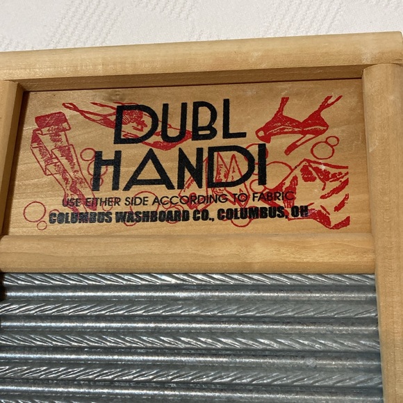 VINTAGE COLUMBUS WASHBOARD CO OLD FASHION WOOD AND METAL WASH BOARD - Picture 3 of 11